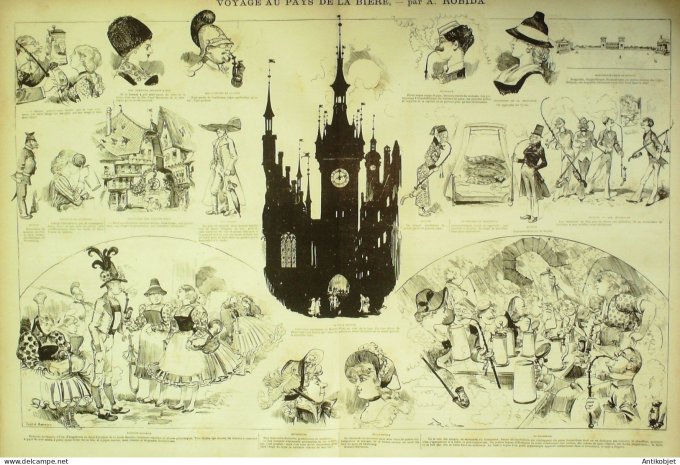 La Caricature 1880 #  36 Voyage au pays de la bière Robida Quidam Morland