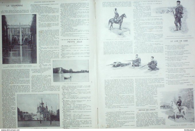 Soleil du Dimanche 1897 n°34 Félix Faure Russie cosaque Cronstadt Péterhof