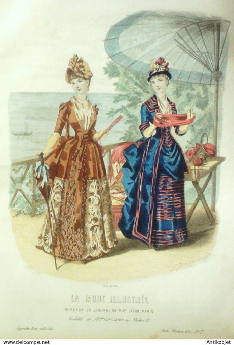 Gravure Mode illustree 1885 # 27 (Old Fashion plate)