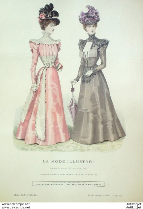 Gravure Mode illustree 1897 # 38 (Old Fashion plate) rare