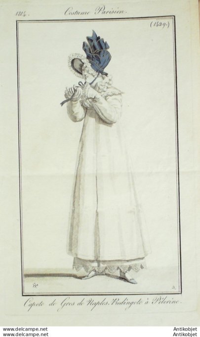 Costume Parisien 1814 # 1429 Redingote à Pélerine
