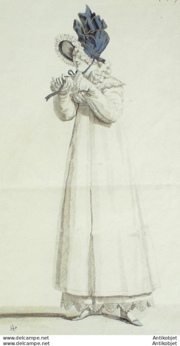 Gravure de mode Costume Parisien 1814 n°1429 Redingote à Pélerine