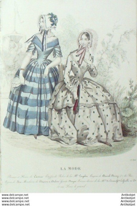 Gravure La mode 1845 # 18 (aquarelle old Fashion plate)