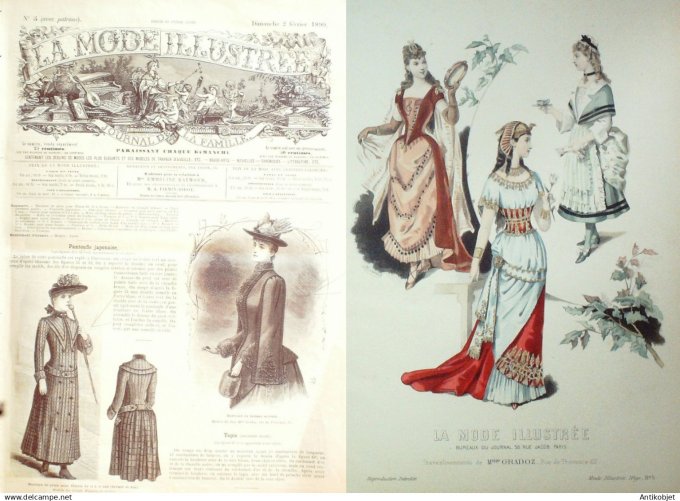 La Mode illustrée journal + gravure associée 1890 #  5