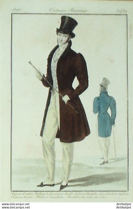 Gravure de mode Costume Parisien 1826 n°2431 Habit à l'Anglaise homme