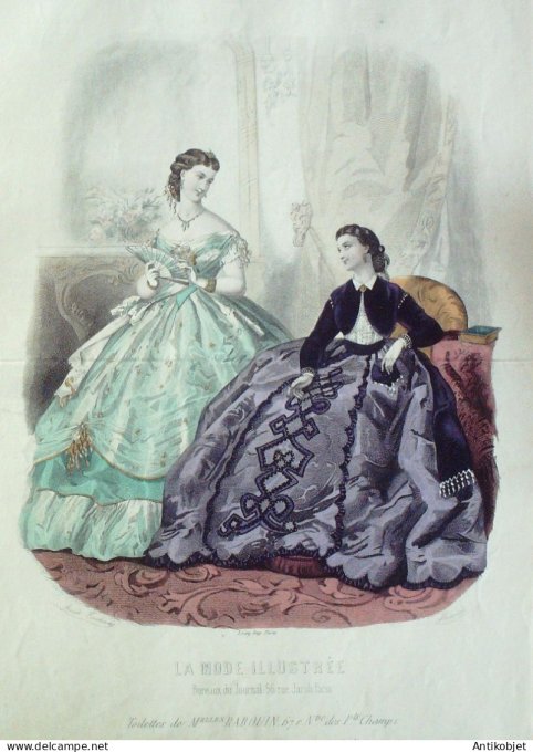 Gravure Mode illustree 1865 # 11 (Old Fashion plate)