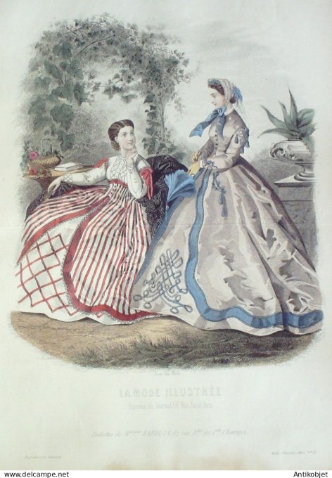 Gravure Mode illustree 1865 # 25 (Old Fashion plate)