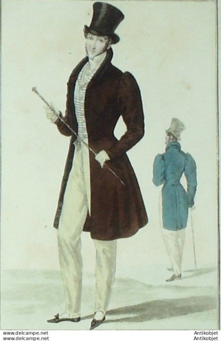 Gravure de mode Costume Parisien 1826 n°2431 Habit à l'Anglaise homme