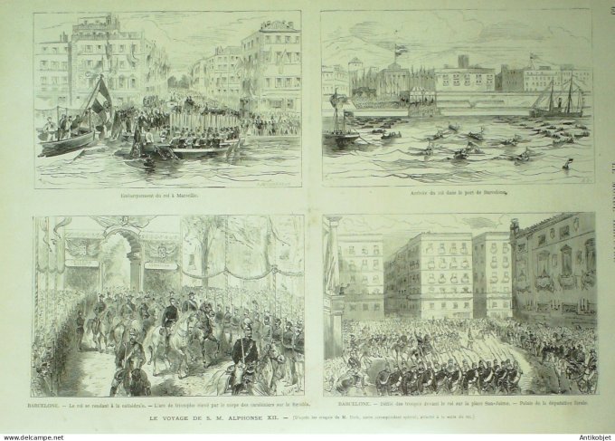 Le Monde illustré 1874 n°928 Turquie Constantinople Espagne Valence Barcelone Urnieta Alphonse XII