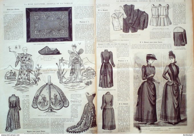 La Mode illustrée journal + gravure associée 1890 #  5