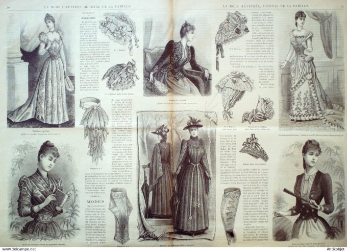 La Mode illustrée journal + gravure associée 1890 #  5