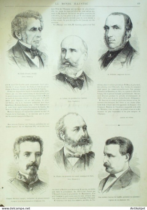 Le Monde illustré 1874 n°928 Turquie Constantinople Espagne Valence Barcelone Urnieta Alphonse XII