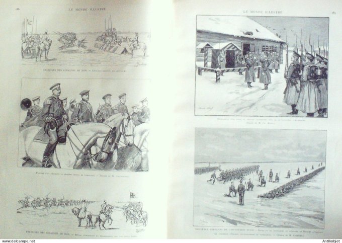 Le Monde illustré 1892 n°1825 Russie Peselnicki Cosaque Dragon Tirailler du Don