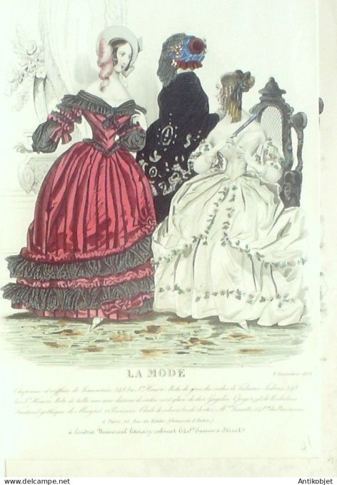 Gravure La mode 1838 # 41 (aquarelle old Fashion plate)