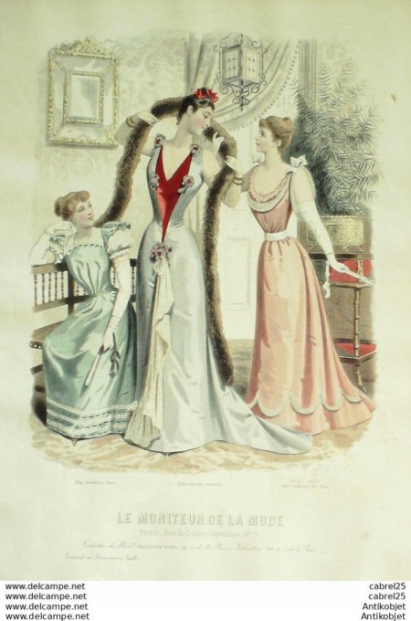 Gravure de mode Le Moniteur 1892 n°06 (Maison Pelletier-Vidal) Gd format