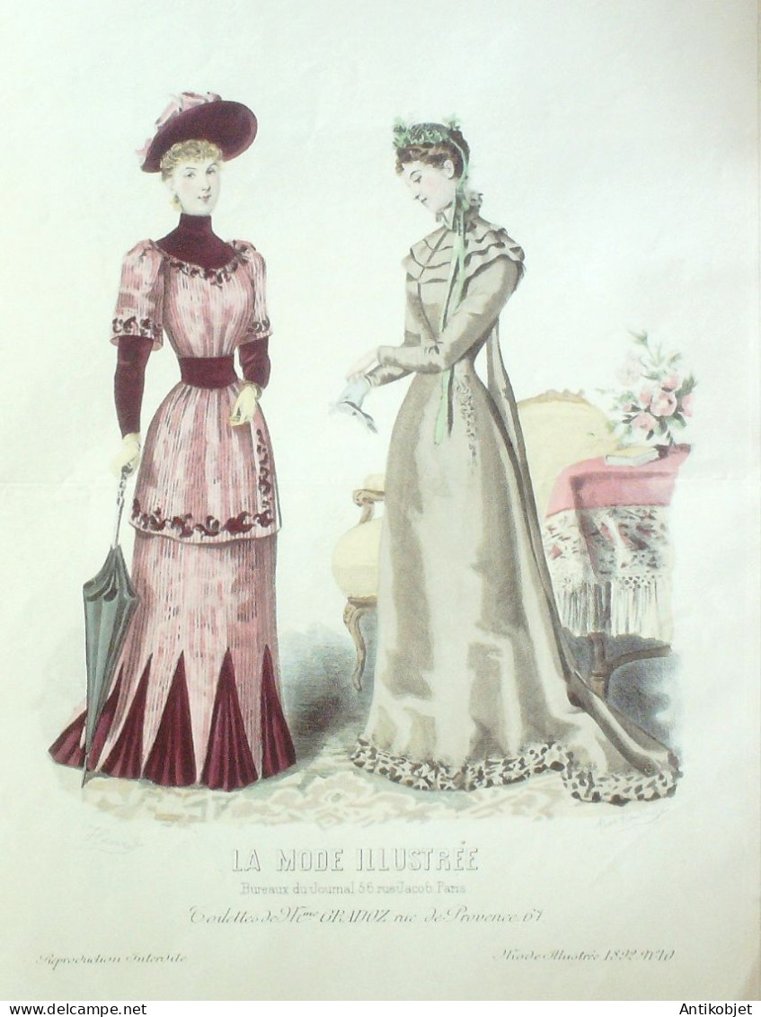 Gravure Mode illustree 1892 # 10 (Old Fashion plate) RARE