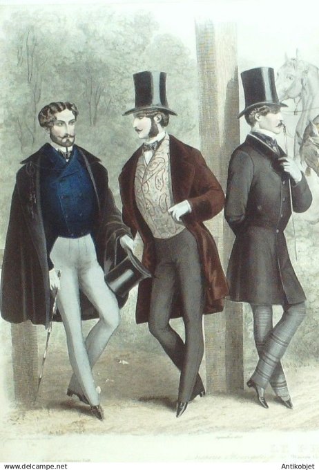 Gravure de Mode originale Le Progres 1853 # 45 (Maison Desprey) Cavaliere Amazone