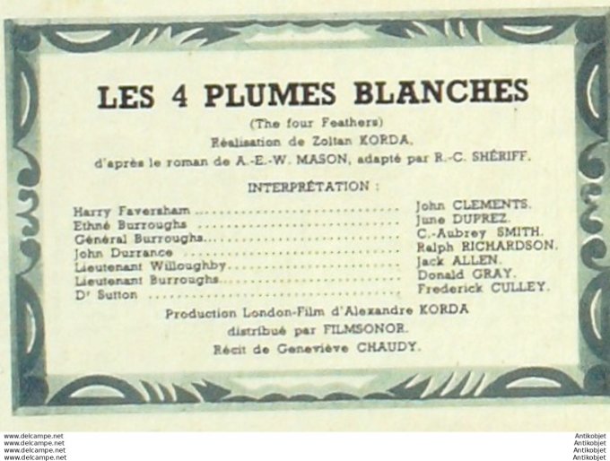 Les quatre plumes blanches Donal Grayjune Duprez Frederick Cullet