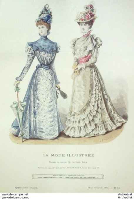 Gravure Mode illustree 1897 # 33 (Old Fashion plate) rare