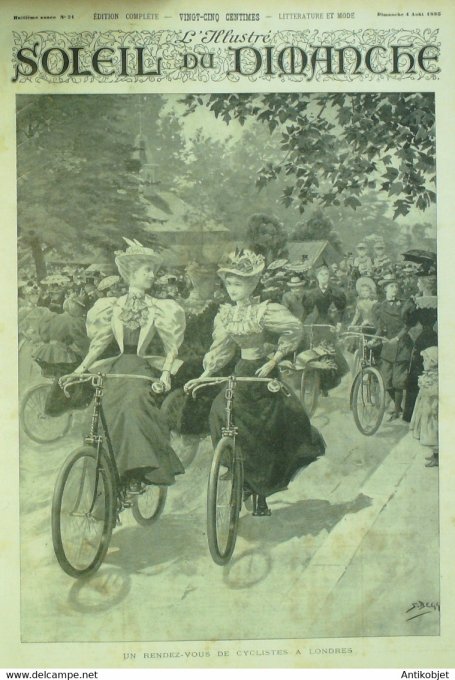 Soleil du Dimanche 1895 n°31 Londres cyclistes Pêche filets Sullivan Jeu Cabestan