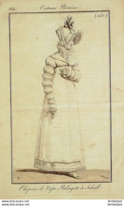 Costume Parisien 1814 # 1430 Redingote à Schall