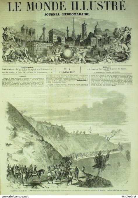 Le Monde illustré 1857 n° 13 Mans (72) Algérie Sik-el-Meddour Souk-el-Arba Toulon (83)