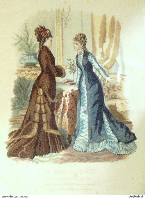 Gravure de mode La Mode illustrée 1877 n°01 (Maison Bréant-Castel)
