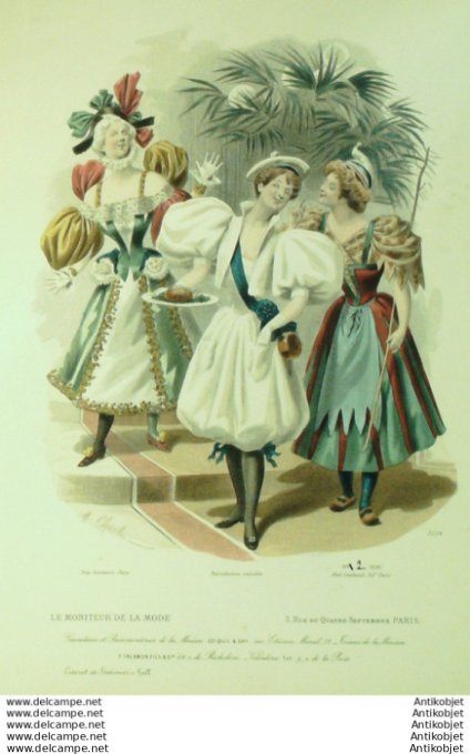 Gravure Mode Le Moniteur 1896 # 02 (Old Fashion plate)