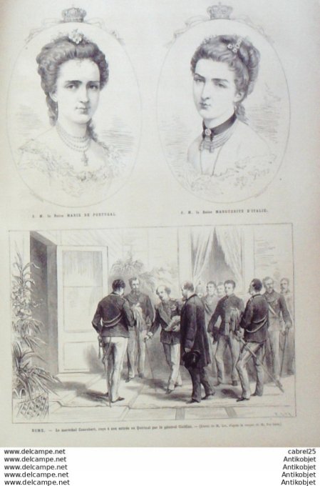 Le Monde illustré 1878 n°1085 Portugal Reine Marie Italie Rome Henry Stanley Victor Emmanuel