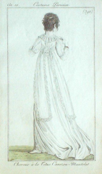 Gravure Mode Costume Parisien 1802 an 10 # 396 (eau forte old Fashion plate