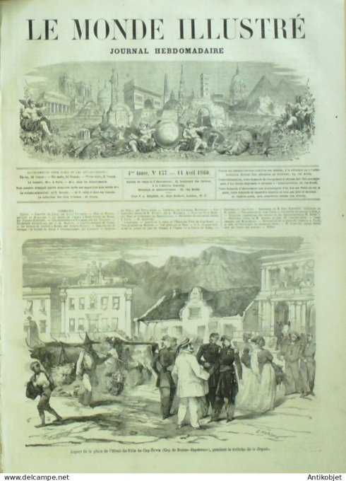 Le Monde illustré 1860 n°157 Monaco (98) Nice (06) Cap-Town & Bonne Espérance Italie Turin