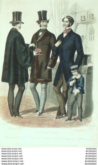 Gravure Mode Le Bon Ton 1852 19 # 23 (aquarelle old fashion plate)