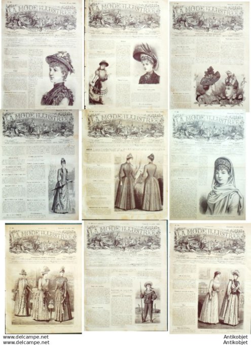 Mode illustree 1889 Lot de 9 journaux