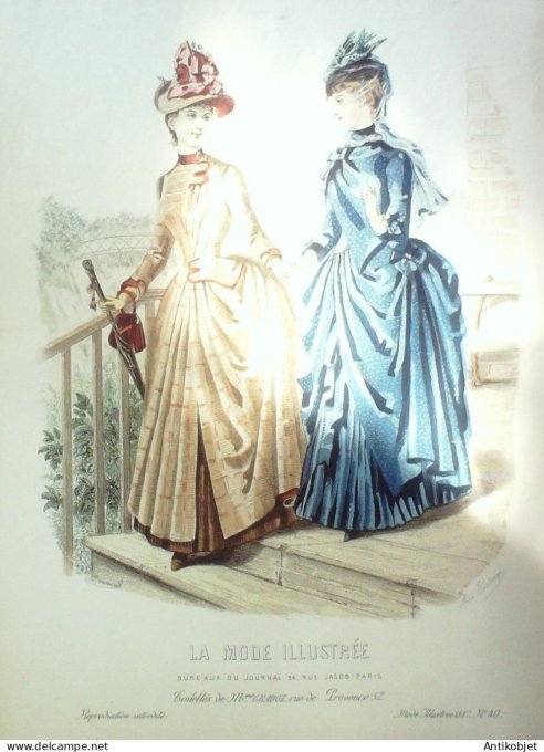 Gravure Mode illustree 1887 # 40 (Old Fashion plate)