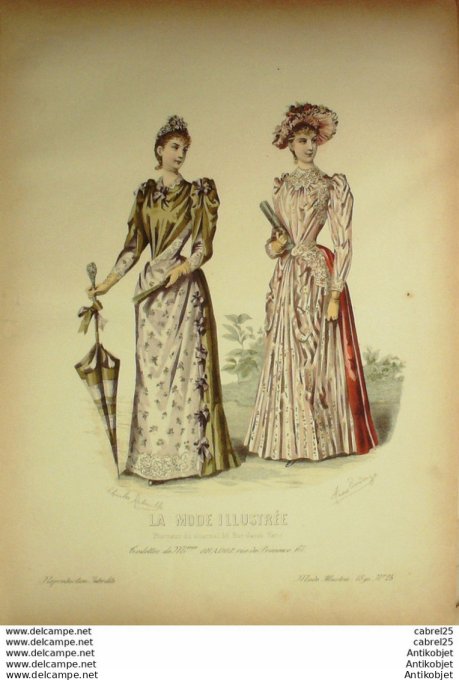 Gravure de mode La Mode illustrée 1890 n°25 (Maison Gradoz)