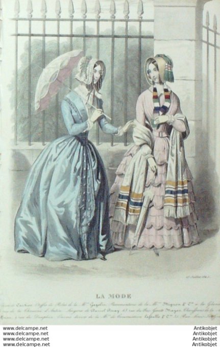 Gravure La mode 1845 # 20 (aquarelle old Fashion plate)