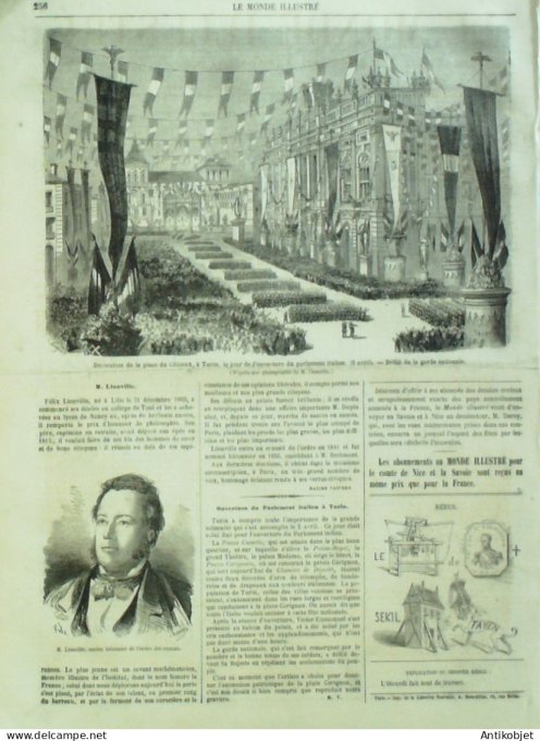 Le Monde illustré 1860 n°157 Monaco (98) Nice (06) Cap-Town & Bonne Espérance Italie Turin