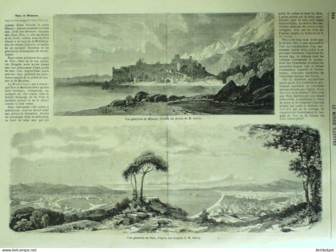 Le Monde illustré 1860 n°157 Monaco (98) Nice (06) Cap-Town & Bonne Espérance Italie Turin