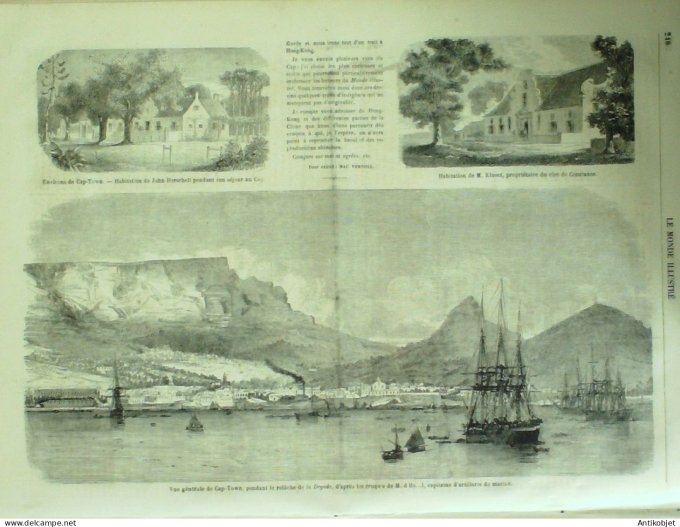 Le Monde illustré 1860 n°157 Monaco (98) Nice (06) Cap-Town & Bonne Espérance Italie Turin
