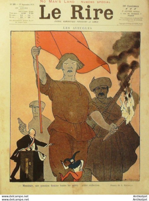 Le Rire 1919-09-27 #  39 Journal humoristique Ed.Originale Les aveugles