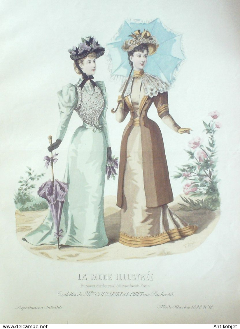 Gravure Mode illustree 1892 # 18 (Old Fashion plate) RARE