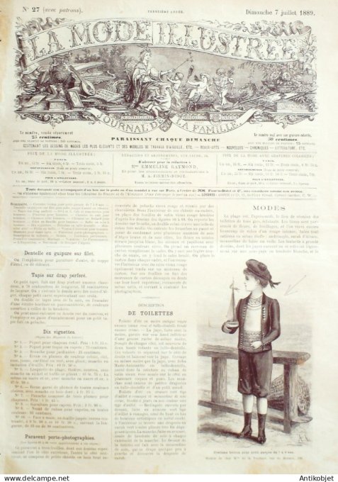 Journal + Patron Mode illustrée  1889 # 27 (with Pattern)