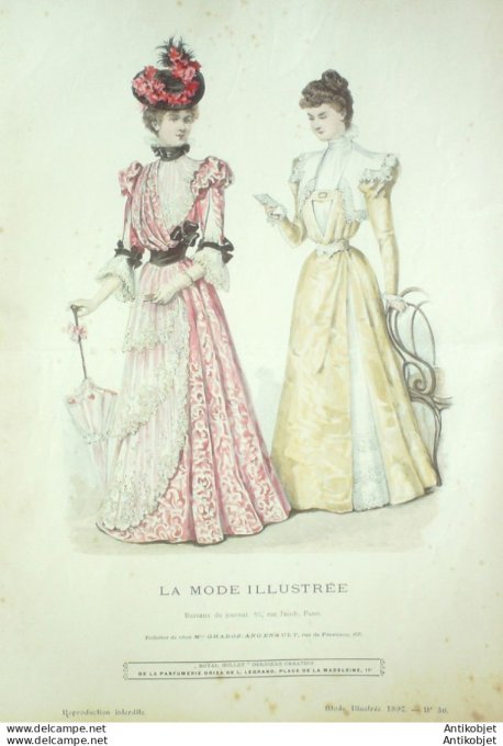 Gravure Mode illustree 1897 # 36 (Old Fashion plate) rare