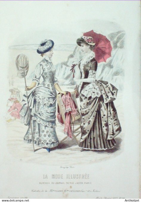 Gravure de mode La Mode illustrée 1882 n°30 (Maison Coussinet-Fladry) Maritime