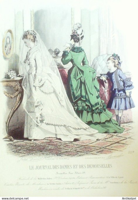 Gravure Mode J.Dames & Demoiselles 1866 # 1111 (Old Fashion plate)