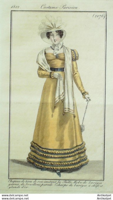 Costume Parisien 1822 # 2076 Robe de barèges garnie