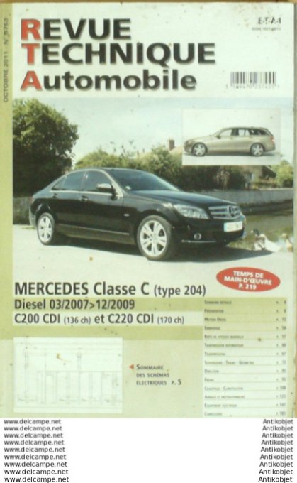 R.T Automobile Mercedes Benz classe C type 204 03/2007 à 12/2009   # 753
