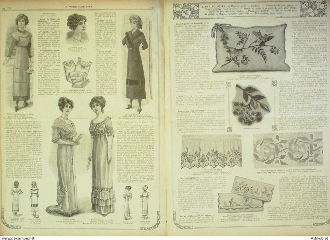 La Mode illustrée journal 1911 n° 48 Toilettes Costumes Passementerie
