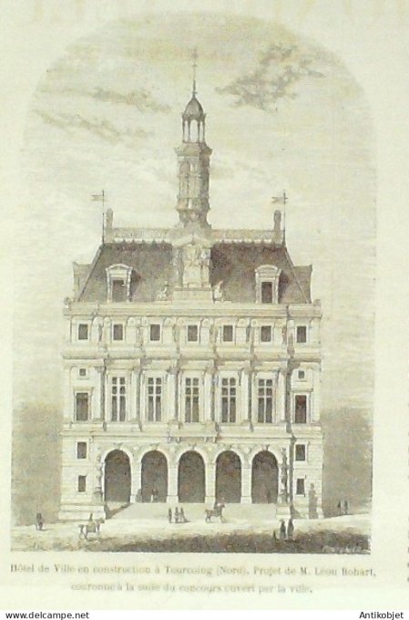 Le Monde illustré 1863 n°332 Haras du Pin (61) Tregennec (29) Saxe-Cobourg Rosenau Tournoing (59)