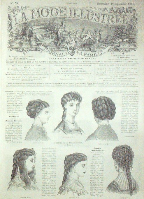 Journal Mode illustrée 1869 # 39 Coiffures 